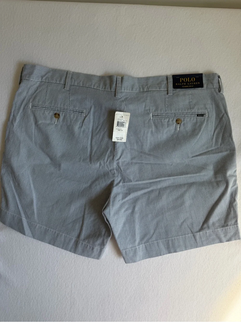 Polo Ralph Lauren Classic Fit 6” Seersucker Shorts Blue White NWT Men’s 40